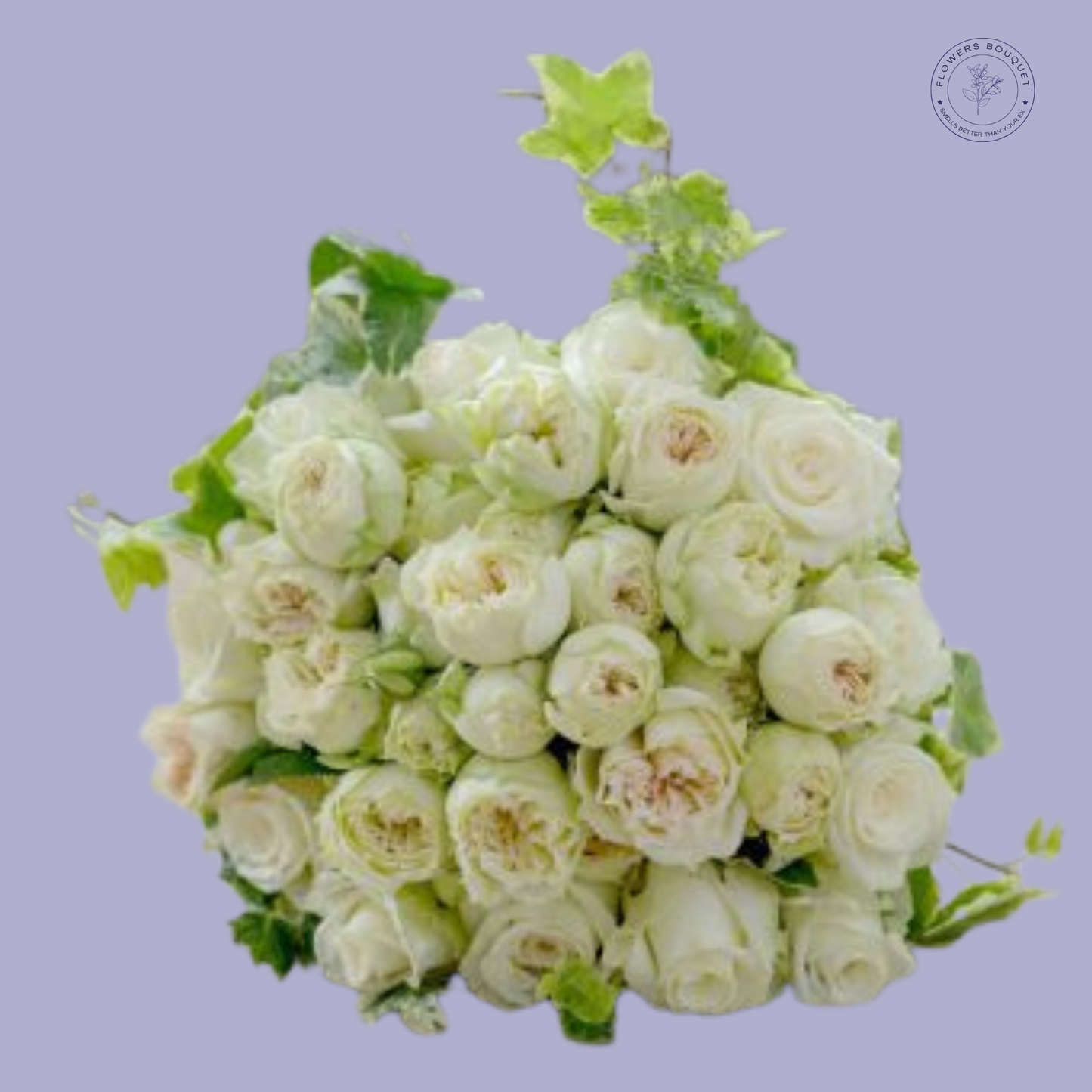 Elegant funeral bouquet featuring white roses and soft greenery, symbolizing peace and remembrance.
