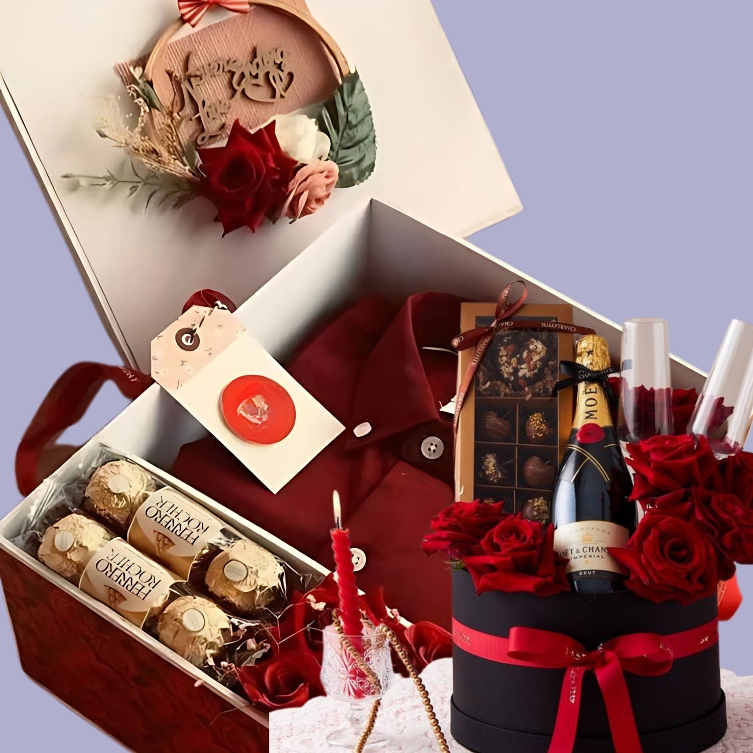 Anniversary Flowers & Gifts with chocolates , shirts and flowers