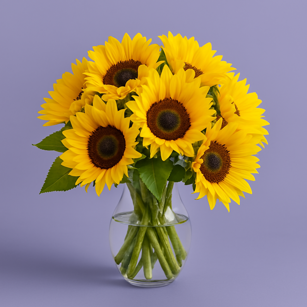 A vibrant close-up of a sunflower in full bloom, displaying bright yellow petals surrounding a detailed center, with soft green foliage.