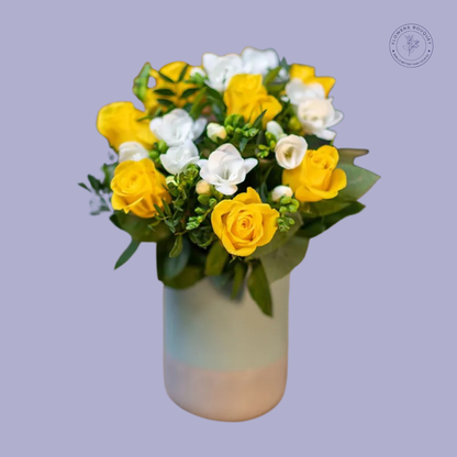 Yellow Roses & White Freesia Bouquet