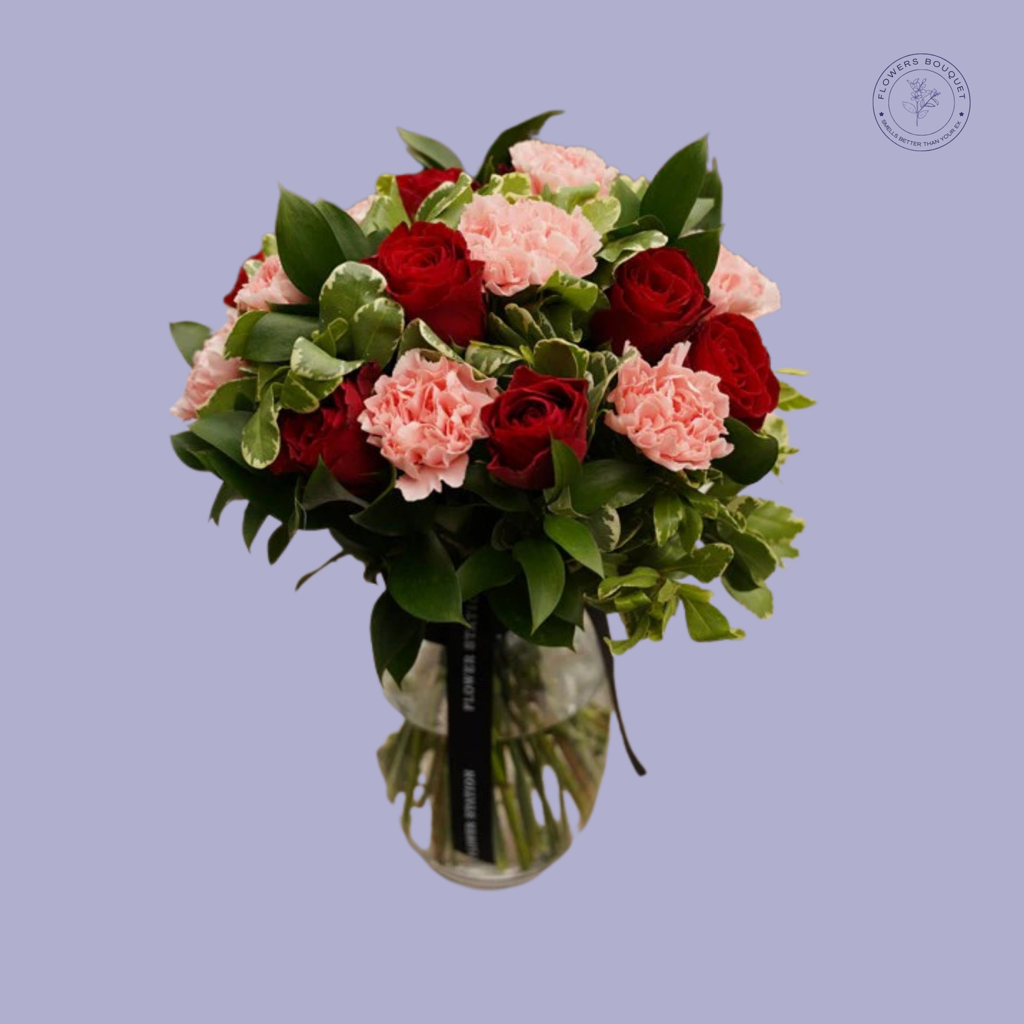 Red Roses and Pink Carnations Bouquet