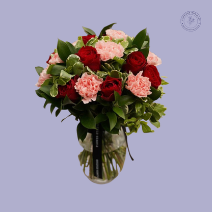 Red Roses and Pink Carnations Bouquet