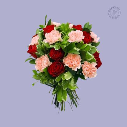 Red Roses and Pink Carnations Bouquet