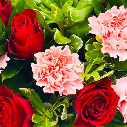 Red Roses and Pink Carnations Bouquet